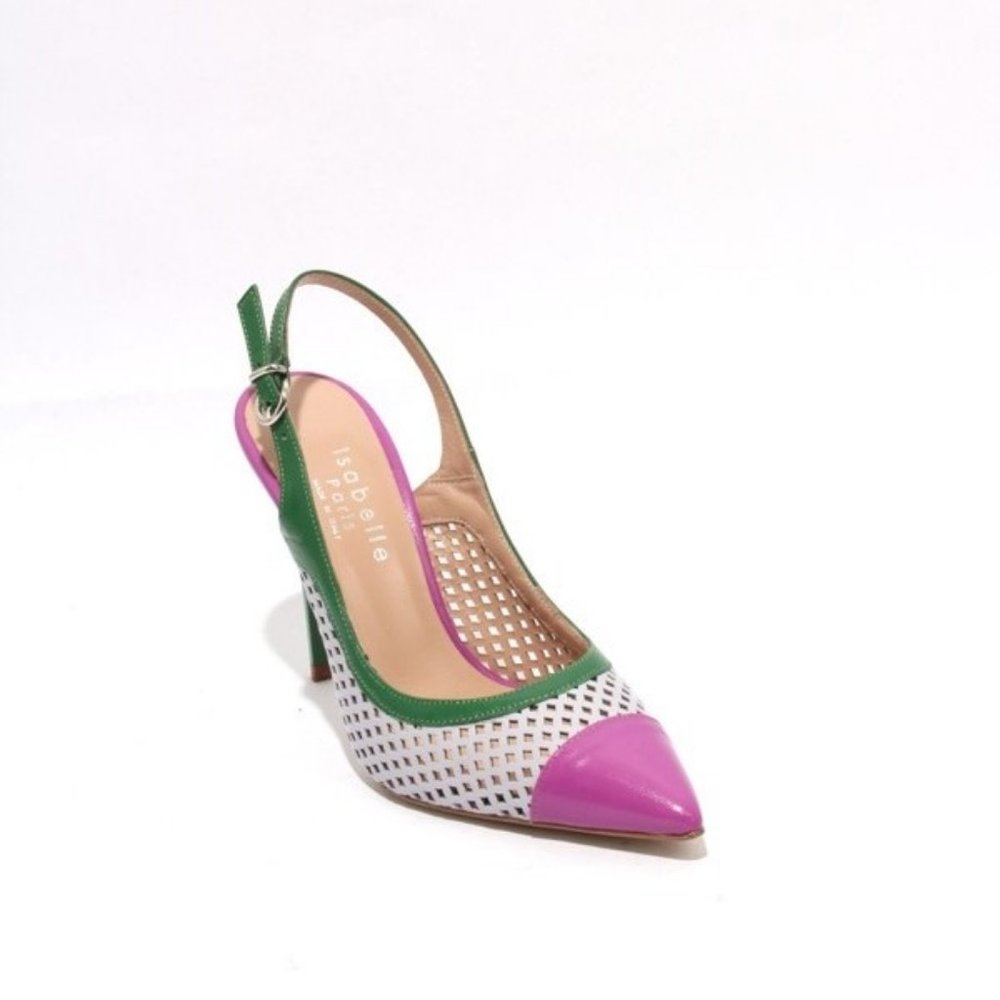 ITALIAN Multi-Color Leather Heel Slingbacks Pumps